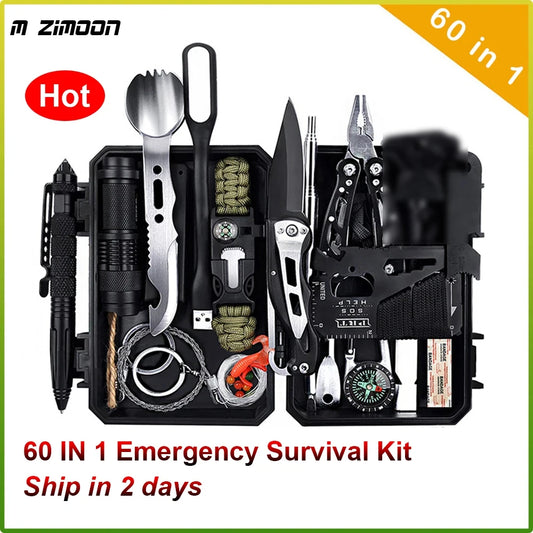 60 In 1 Emergency Survival Kits Outdoor Professional Survival Gear